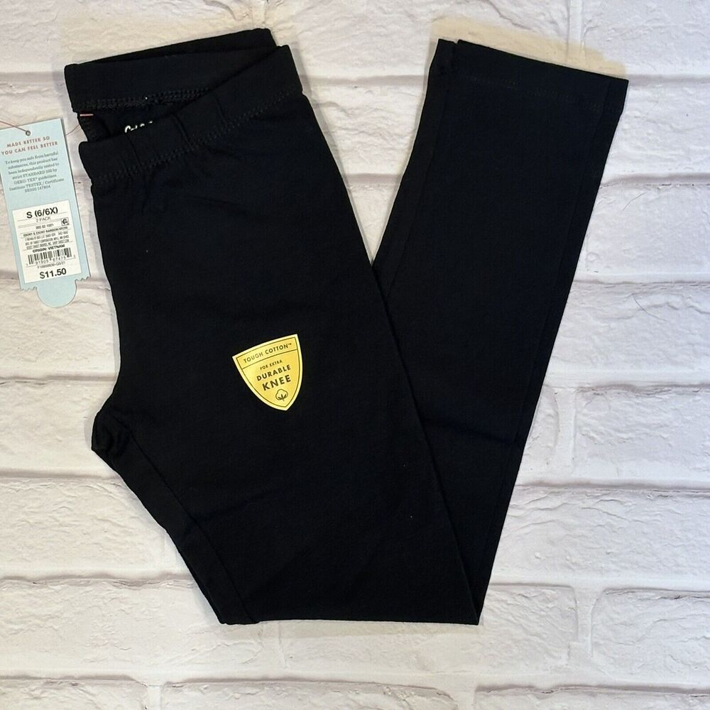 Lot of 2 2-Pack Cat & Jack Girls Size S 6/6X Pull-on Leggings Black Stars NWT - Picture 4 of 5